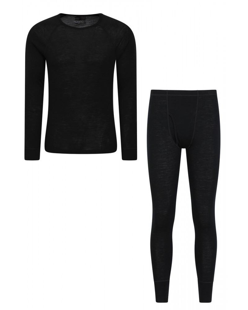 Merino Mens Thermal Top & Pant Set Black $46.79 Thermals