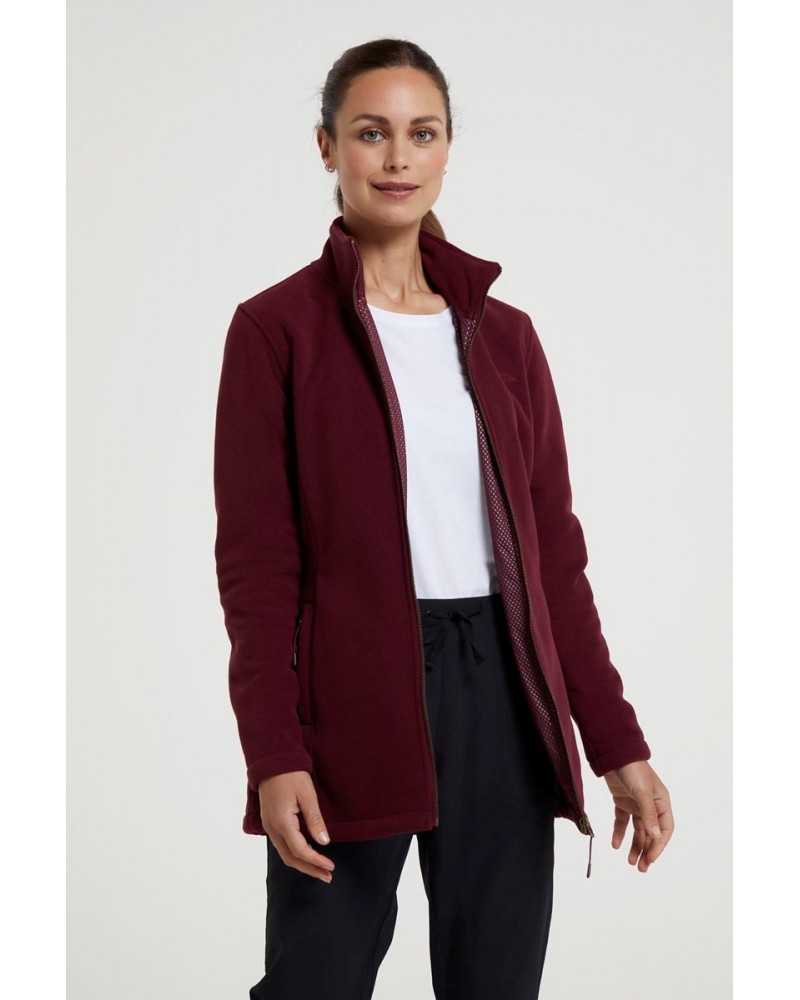 Birch Womens Longline Fleece Jacket Burgundy $27.83 Fleece