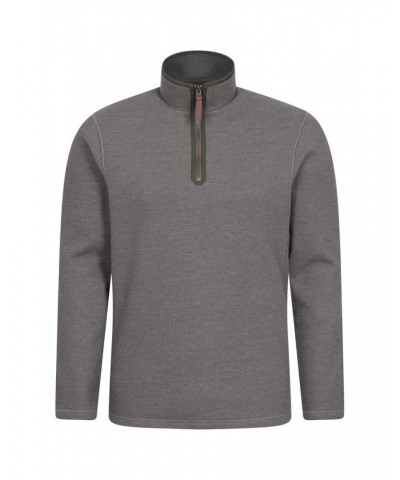 Beta Contrast Mens Zip-Neck Top Grey $24.74 Fleece