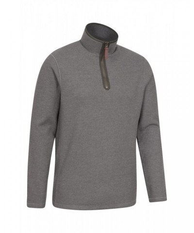 Beta Contrast Mens Zip-Neck Top Grey $24.74 Fleece