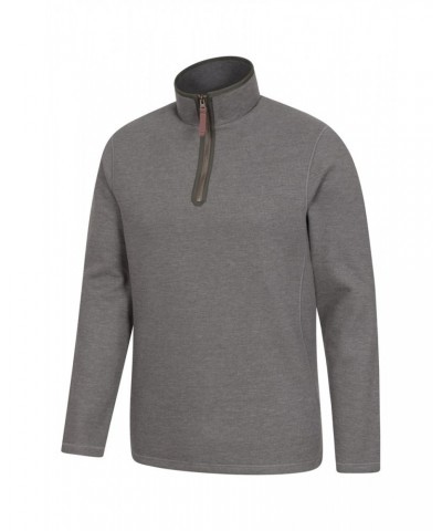 Beta Contrast Mens Zip-Neck Top Grey $24.74 Fleece