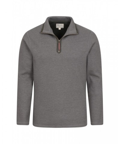 Beta Contrast Mens Zip-Neck Top Grey $24.74 Fleece