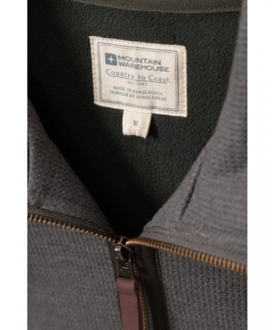 Beta Contrast Mens Zip-Neck Top Grey $24.74 Fleece