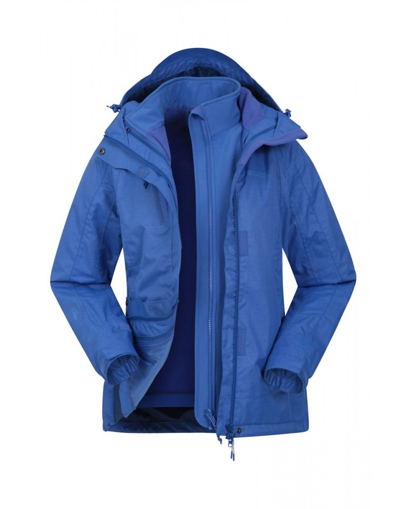 Bracken Melange Womens 3 in 1 Jacket Bright Blue $41.00 Jackets