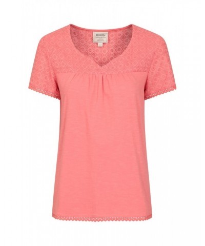 Naples Embroidered Womens Top Coral $18.19 Tops