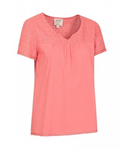 Naples Embroidered Womens Top Coral $18.19 Tops