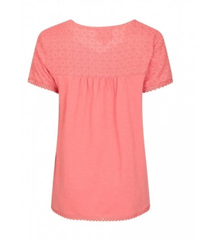 Naples Embroidered Womens Top Coral $18.19 Tops