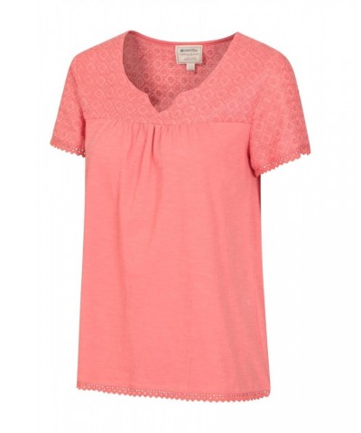 Naples Embroidered Womens Top Coral $18.19 Tops