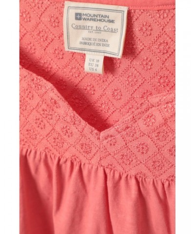 Naples Embroidered Womens Top Coral $18.19 Tops