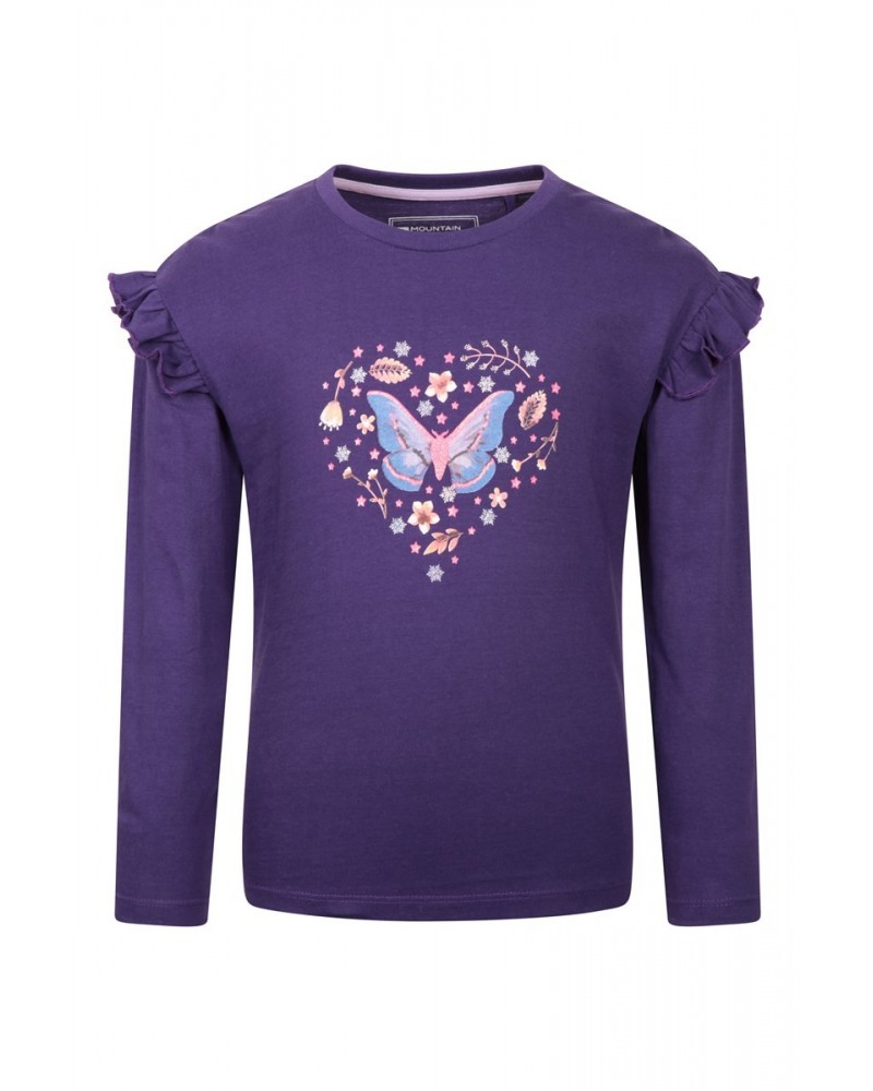 Glitter Midnight Moth Kids Organic Long Sleeve Top Purple $10.07 Tops