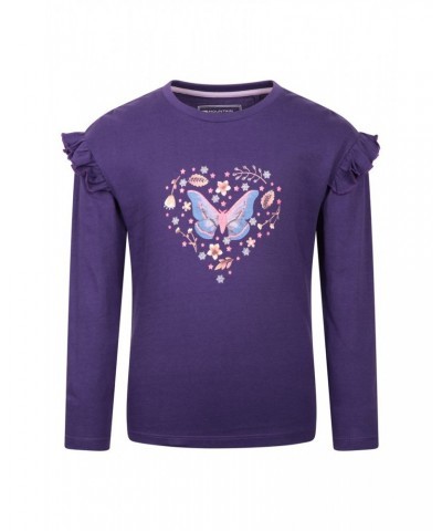 Glitter Midnight Moth Kids Organic Long Sleeve Top Purple $10.07 Tops