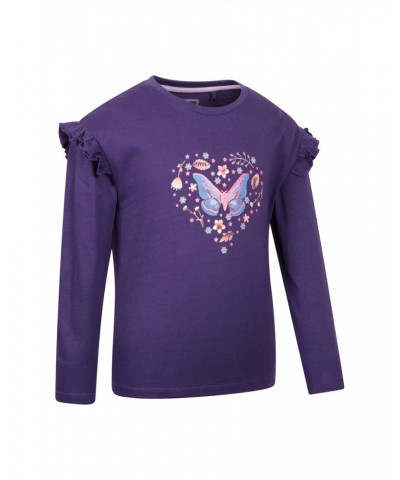 Glitter Midnight Moth Kids Organic Long Sleeve Top Purple $10.07 Tops