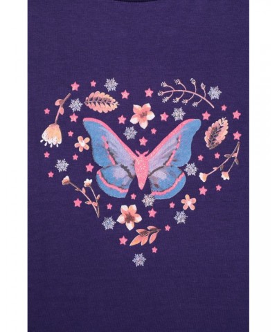 Glitter Midnight Moth Kids Organic Long Sleeve Top Purple $10.07 Tops