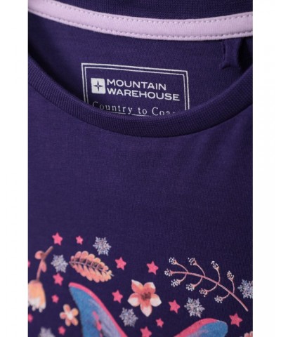 Glitter Midnight Moth Kids Organic Long Sleeve Top Purple $10.07 Tops