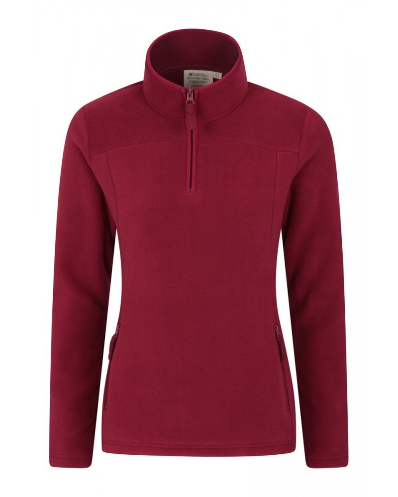 Recycled Womens Half-Zip Fleece Red $13.24 Fleece