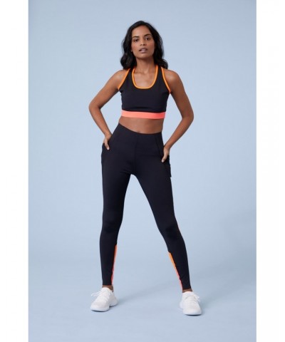 Colour Block Womens Bonded Leggings Black $18.80 Active