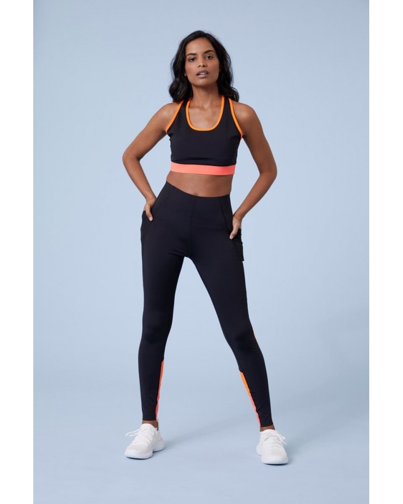 Colour Block Womens Bonded Leggings Black $18.80 Active