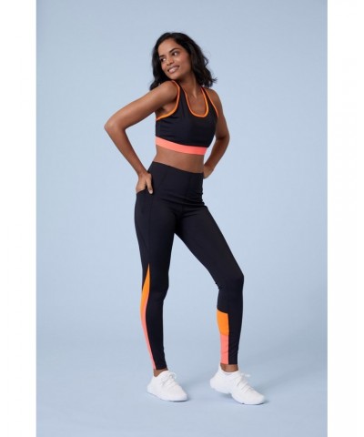 Colour Block Womens Bonded Leggings Black $18.80 Active