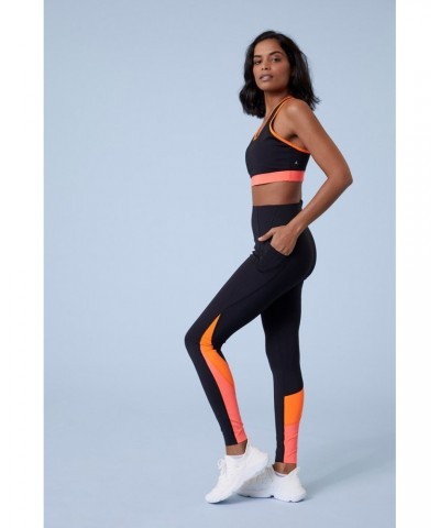 Colour Block Womens Bonded Leggings Black $18.80 Active