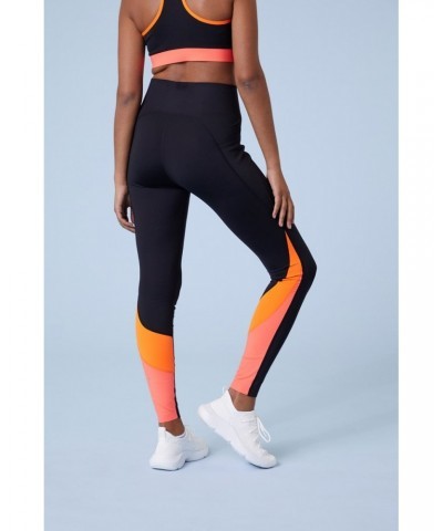 Colour Block Womens Bonded Leggings Black $18.80 Active