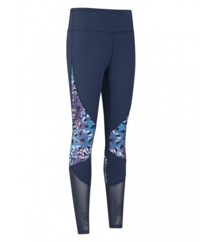 Mesh Motion Panelled Womens Leggings Navy $16.50 Active