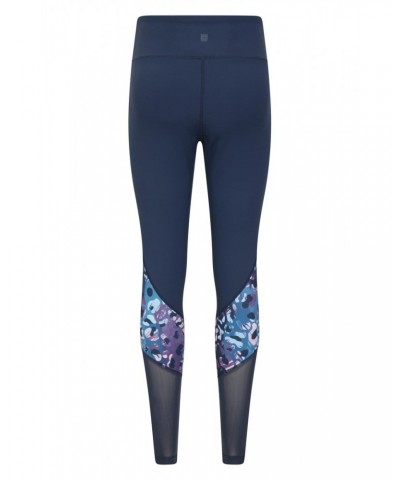 Mesh Motion Panelled Womens Leggings Navy $16.50 Active