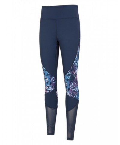 Mesh Motion Panelled Womens Leggings Navy $16.50 Active