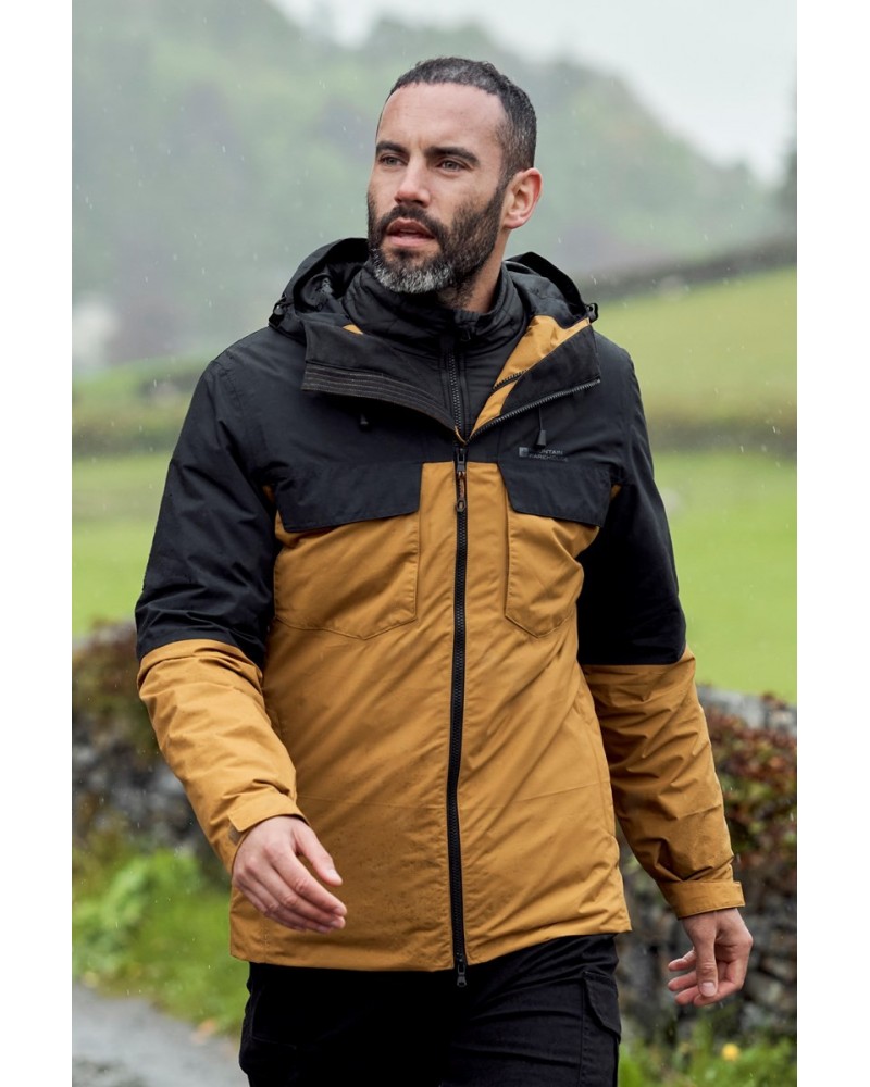 Journey Mens Recycled 3 In 1 Waterproof Jacket Tan $39.20 Jackets