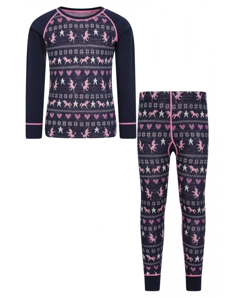 Jacquard Kids Merino Base Layer Set Dark Pink $18.45 Base Layers