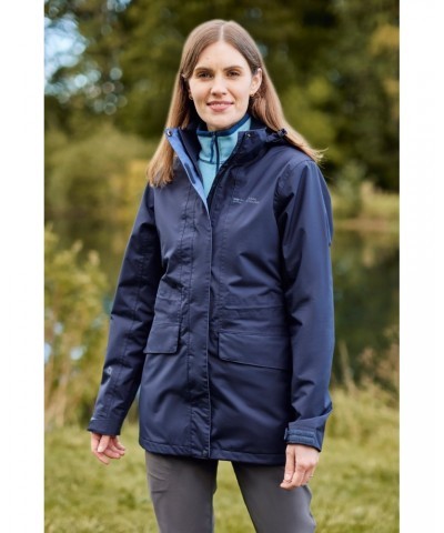 Glacial Extreme Womens Long Waterproof Jacket Navy $34.79 Jackets