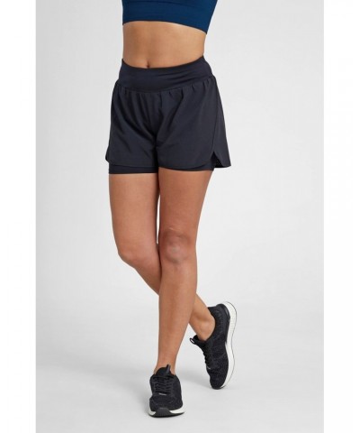 Double-Layer Womens Running Shorts Black $26.40 Active