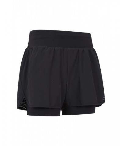 Double-Layer Womens Running Shorts Black $26.40 Active