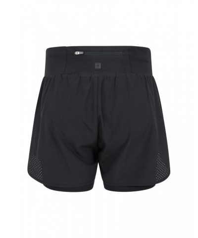 Double-Layer Womens Running Shorts Black $26.40 Active