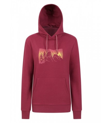 Ombre Mountains Womens Hoodie Burgundy $18.45 Tops