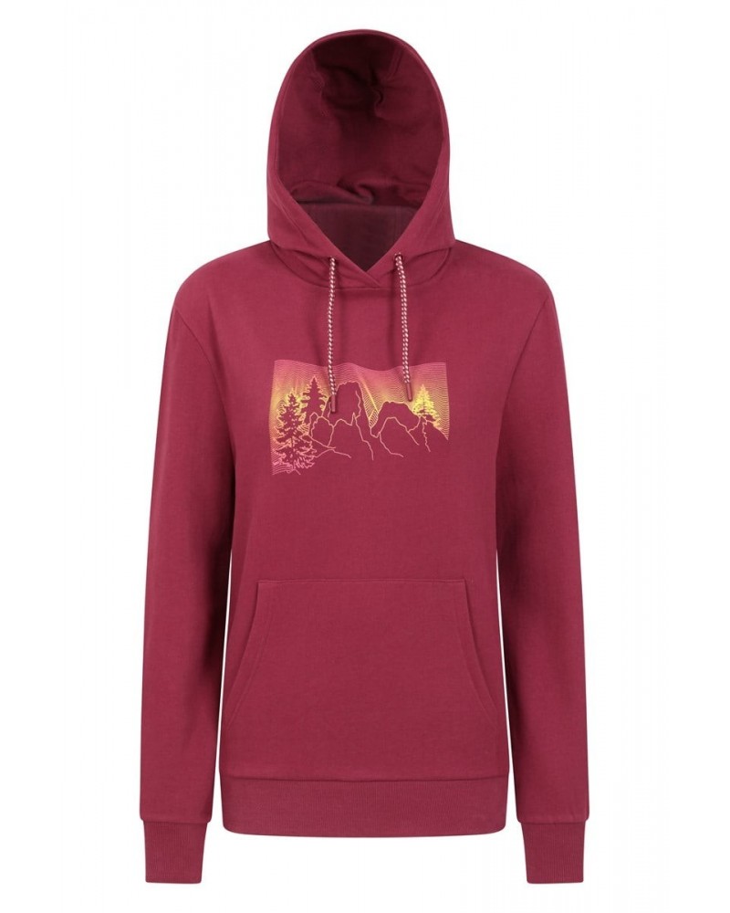 Ombre Mountains Womens Hoodie Burgundy $18.45 Tops