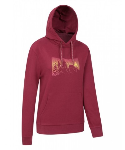 Ombre Mountains Womens Hoodie Burgundy $18.45 Tops