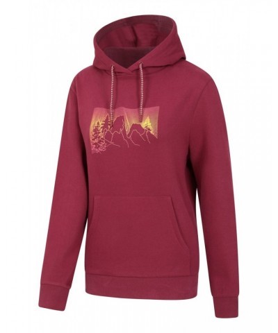 Ombre Mountains Womens Hoodie Burgundy $18.45 Tops