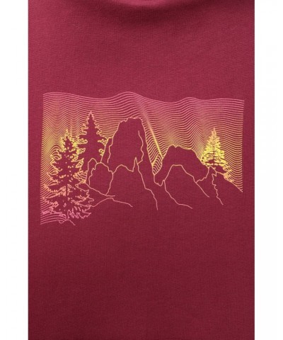 Ombre Mountains Womens Hoodie Burgundy $18.45 Tops