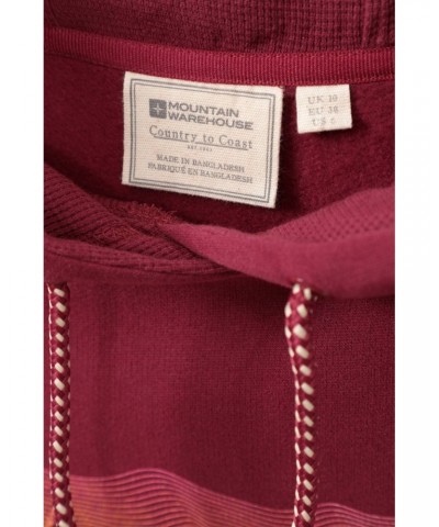 Ombre Mountains Womens Hoodie Burgundy $18.45 Tops