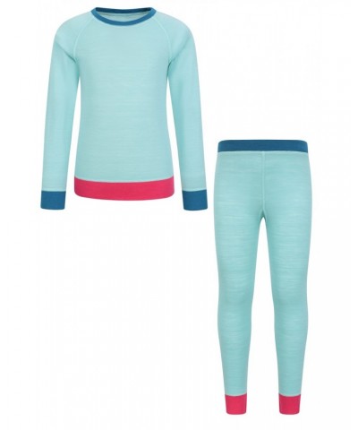 Kids Merino Colour Block Set Mint $19.80 Base Layers