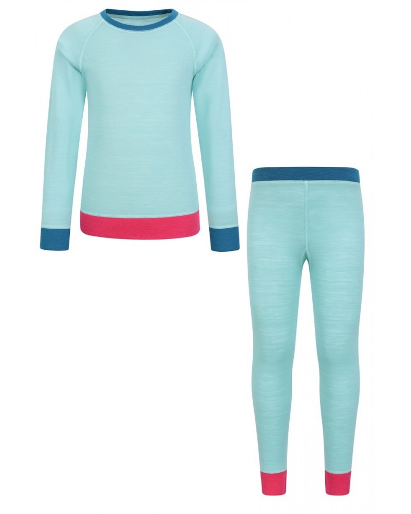 Kids Merino Colour Block Set Mint $19.80 Base Layers