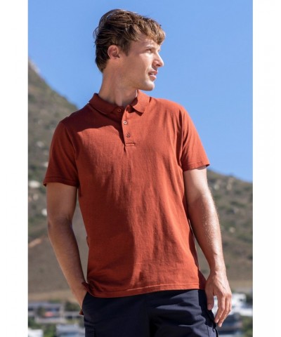 Cordyline Textured Mens Polo Rust $15.51 Tops