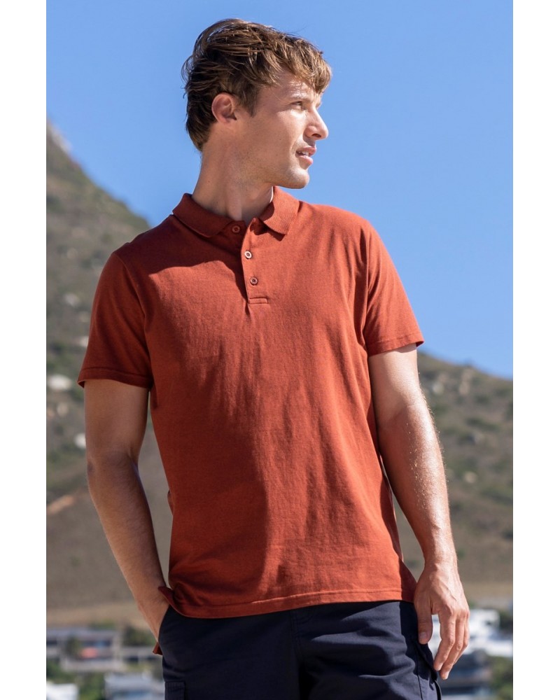 Cordyline Textured Mens Polo Rust $15.51 Tops