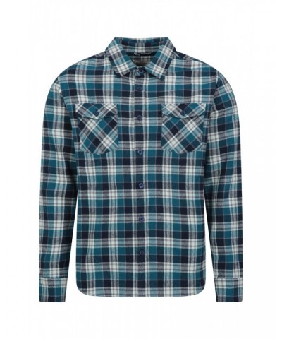 Track Mens Heavy Flannel Shirt Blue $13.20 Tops