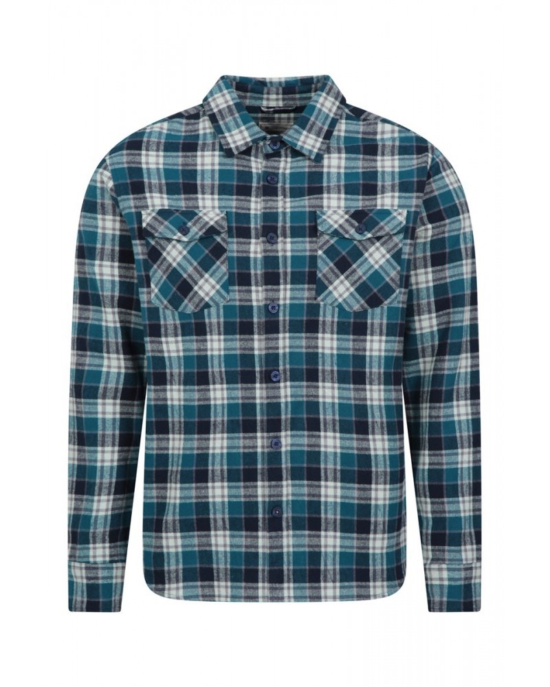 Track Mens Heavy Flannel Shirt Blue $13.20 Tops