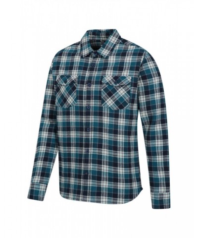 Track Mens Heavy Flannel Shirt Blue $13.20 Tops