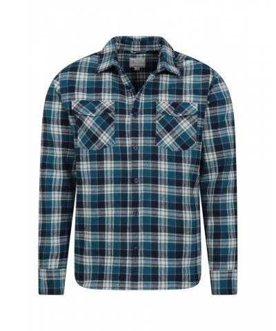 Track Mens Heavy Flannel Shirt Blue $13.20 Tops