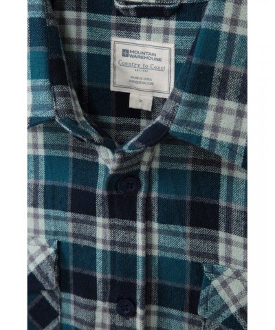 Track Mens Heavy Flannel Shirt Blue $13.20 Tops