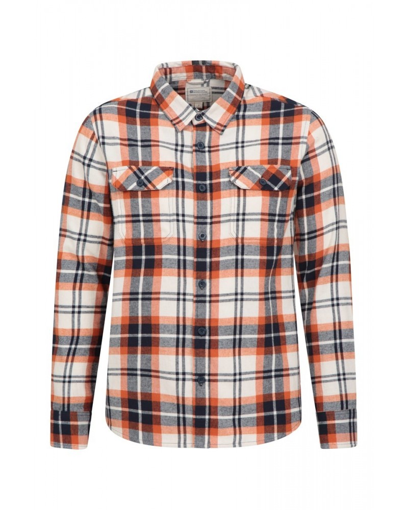 Trace Mens Flannel Long Sleeve Shirt Soft Yellow $13.86 Tops