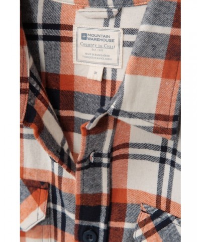 Trace Mens Flannel Long Sleeve Shirt Soft Yellow $13.86 Tops